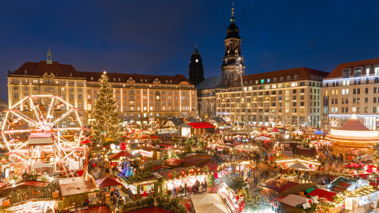 Christmas market at night