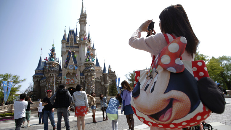 Person taking a photo at Tokyo Disneyland