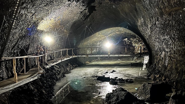Tunnel and walkway through Shoshone Ice Caves