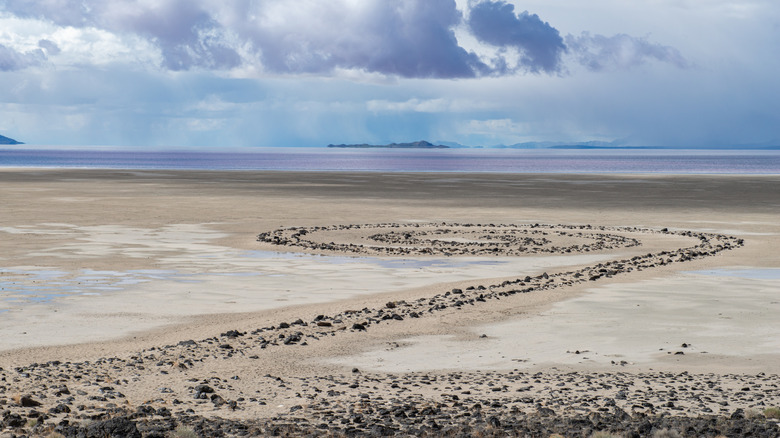 Spiral Jetty as seen from Great Lake shoreline