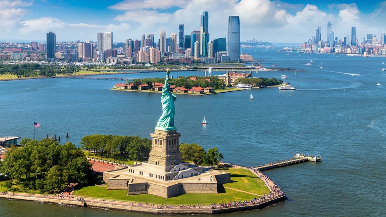 Statue of Liberty, aerial view