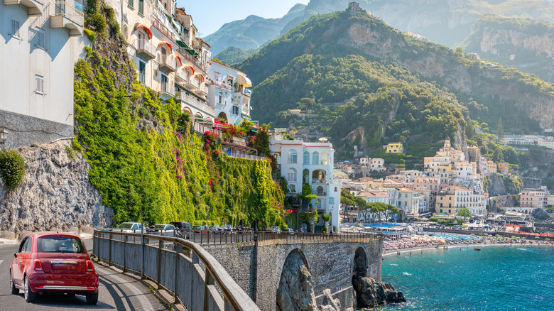 driving along the Italian coastline