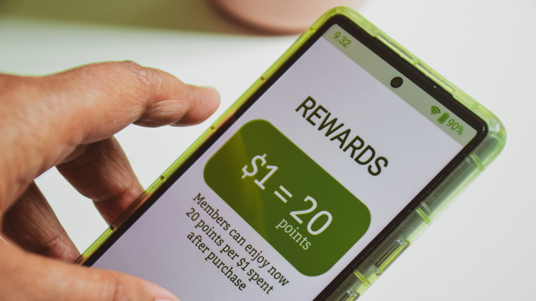 a rewards points screen on phone