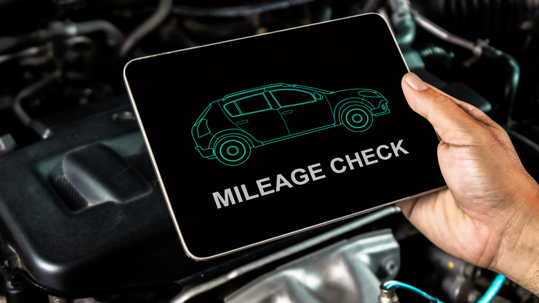 mileage check screen on tablet