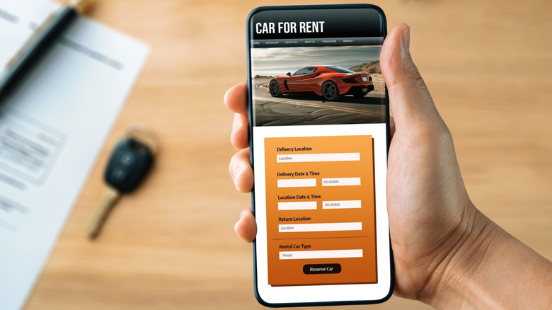 reservation screen on phone for a car