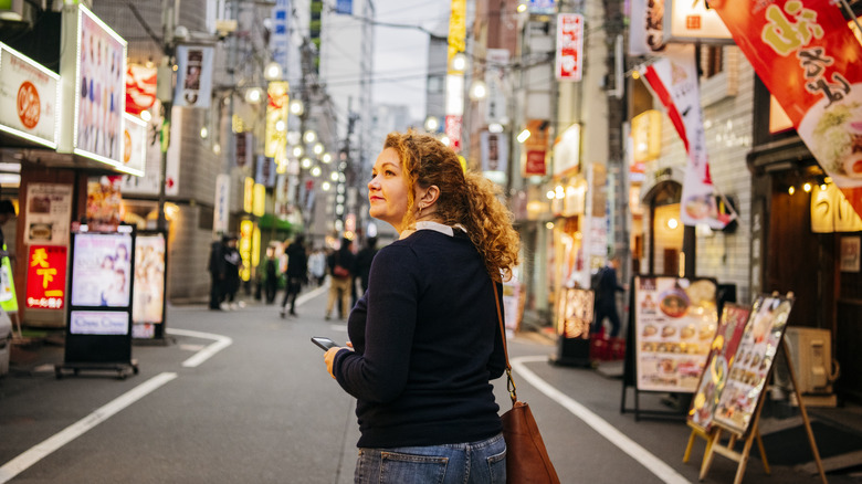 Woman on a street in Japan