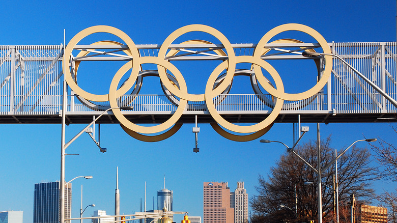 Olympics sign over road