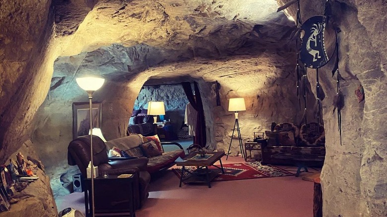 Bedroom in cave Airbnb
