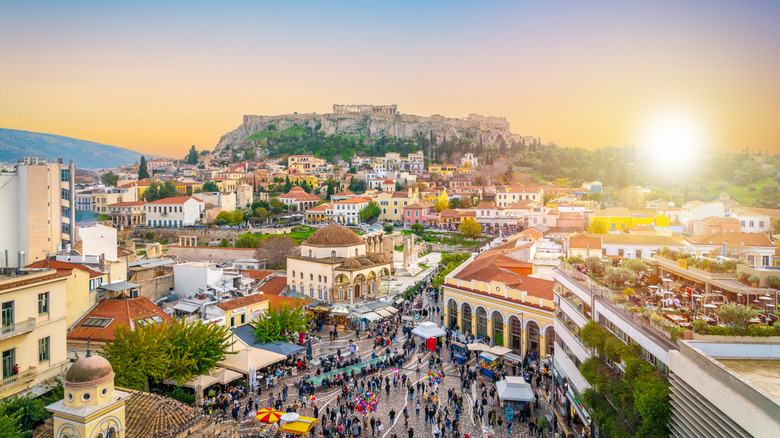 downtown Athens and the Acropolis