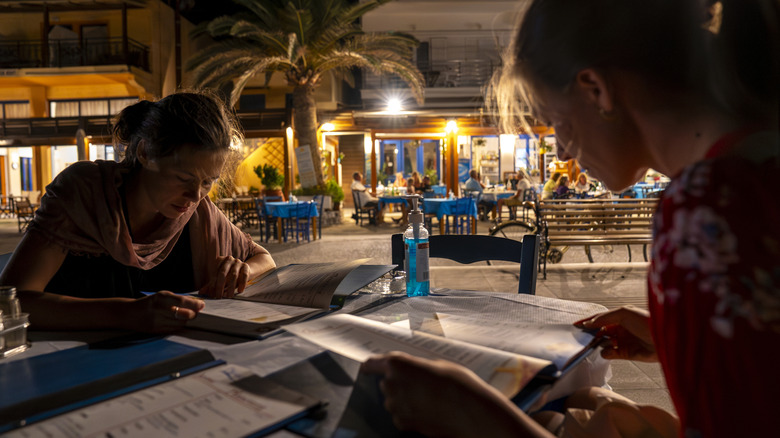 eating at a traditional restaurant in Greece