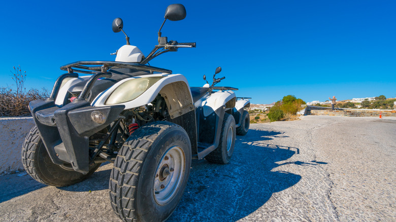 a parked quad bike on Mykonos