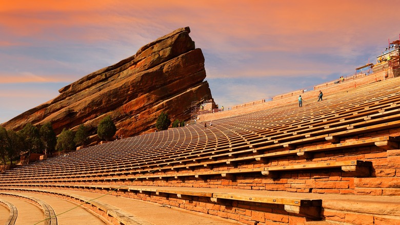 Red Rocks Amphitheater with mostly empty seating