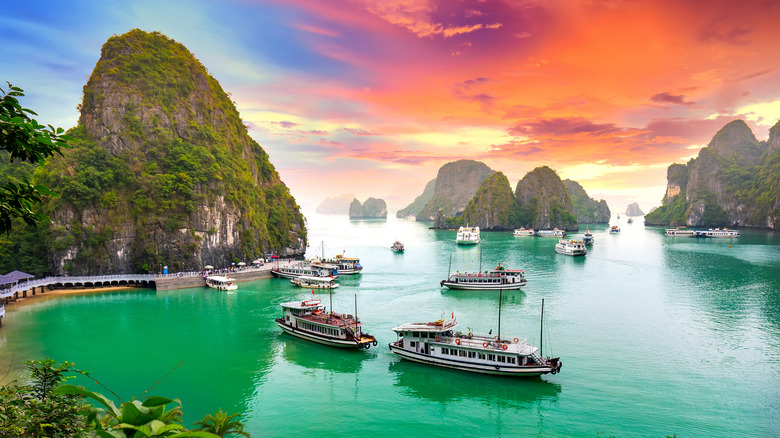 Sunset in Halong Bay, Vietnam