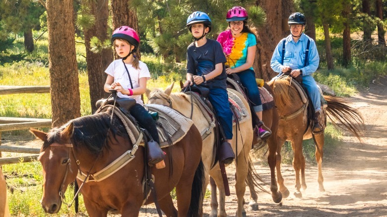 family horseback riding