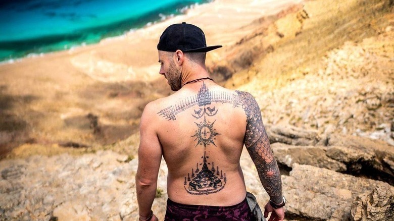 Mike faces a beach