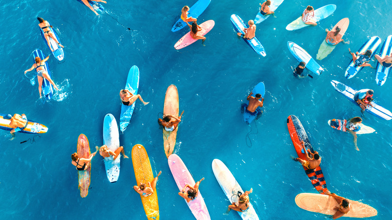 crowds on a beach