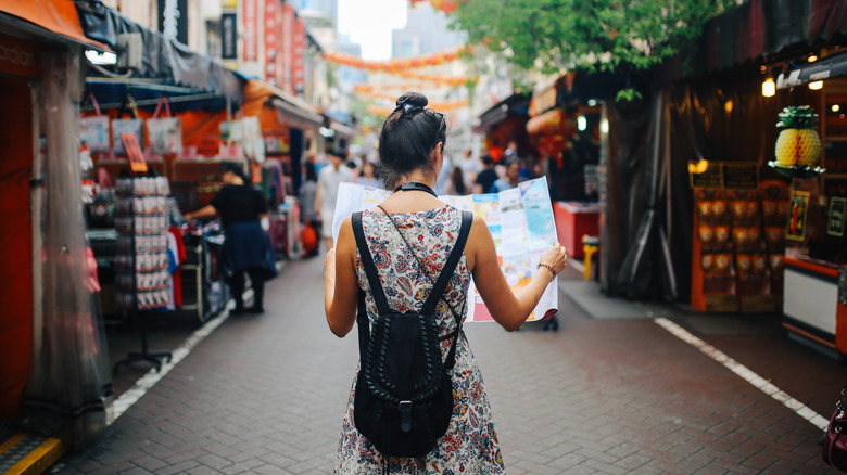 Woman on an Asian street