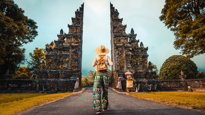 woman exploring Bali attraction