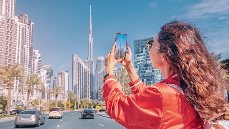 woman taking photo