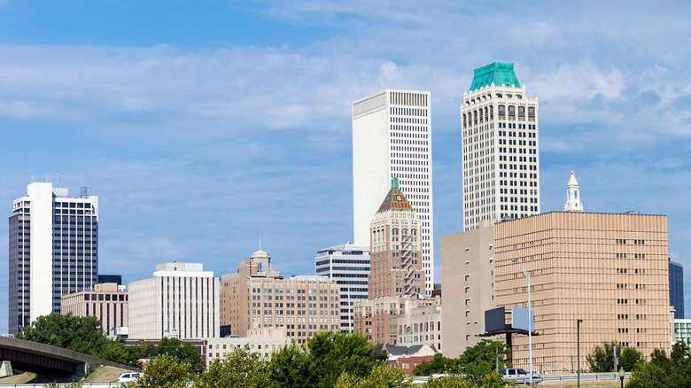 Downtown Tulka, Oklahoma on a sunny day