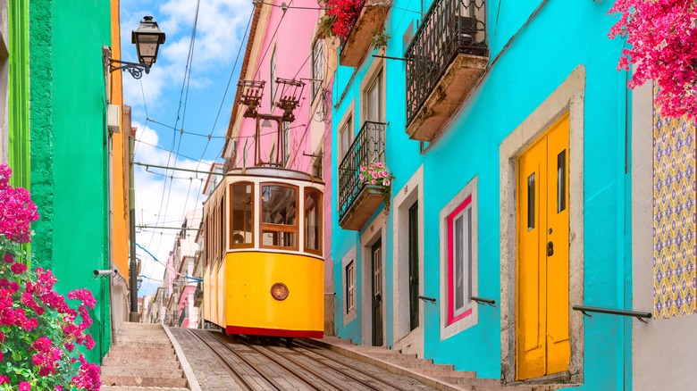 Colorful streets in Lisbon, Portugal