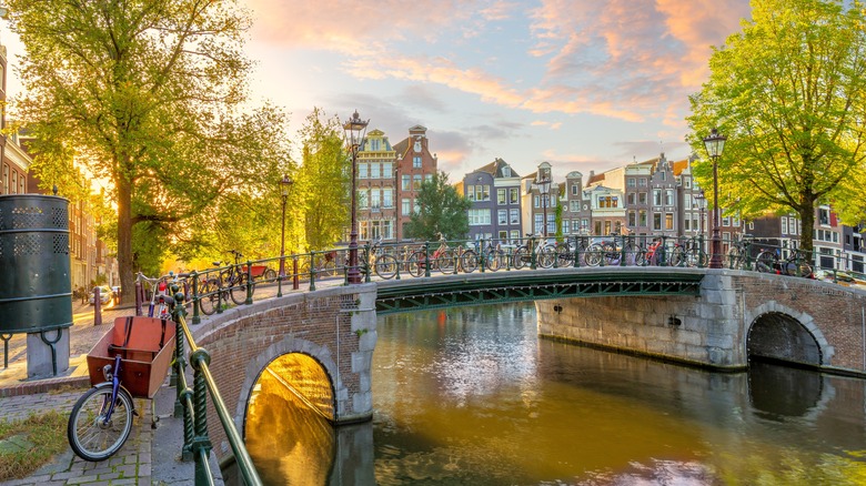 Canal and bridge in Amsterdam