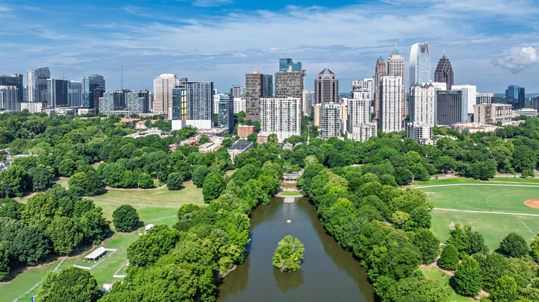 Aerial view of Piedmont Park in Atlanta, Georgia