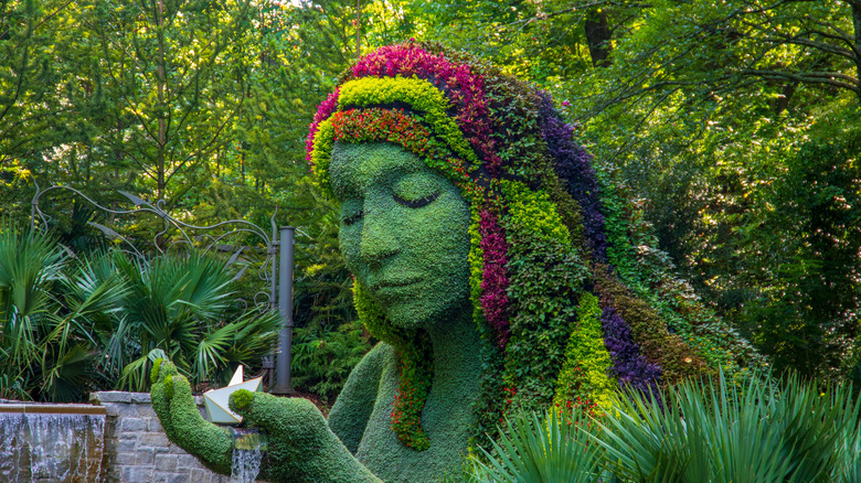 Earth Goddess floral installation at the Atlanta Botanical Garden