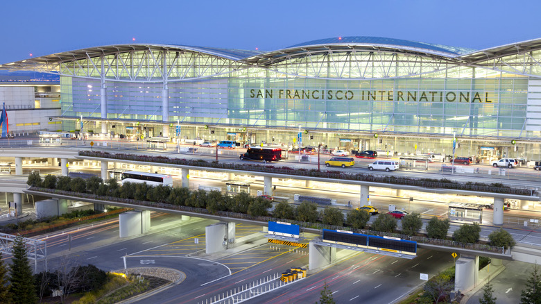 San Francisco International Airport at dusk