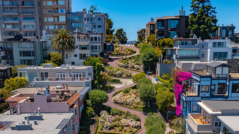 aerial image of Lombard Street SF