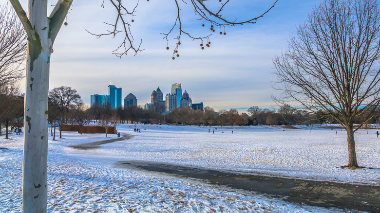 Piedmont Park walking trail in the winter.