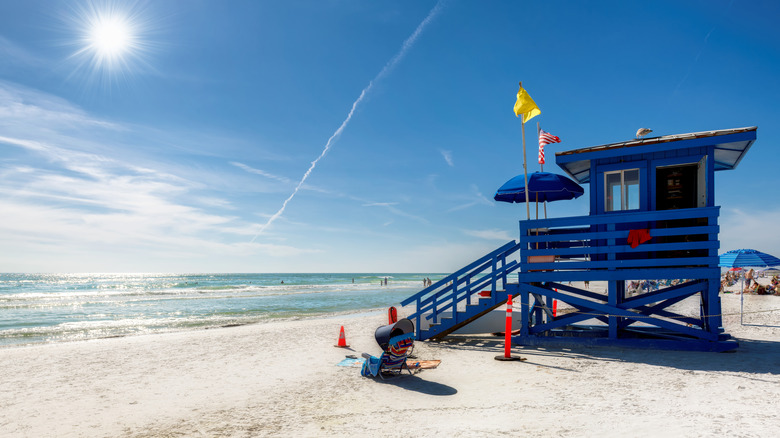 Lifeguard hut on Sunny Siesta Key Beach