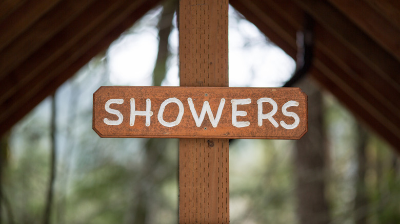 Outdoor Wooden Showers Sign