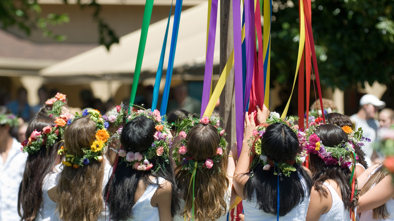 Dancing at a Maypole