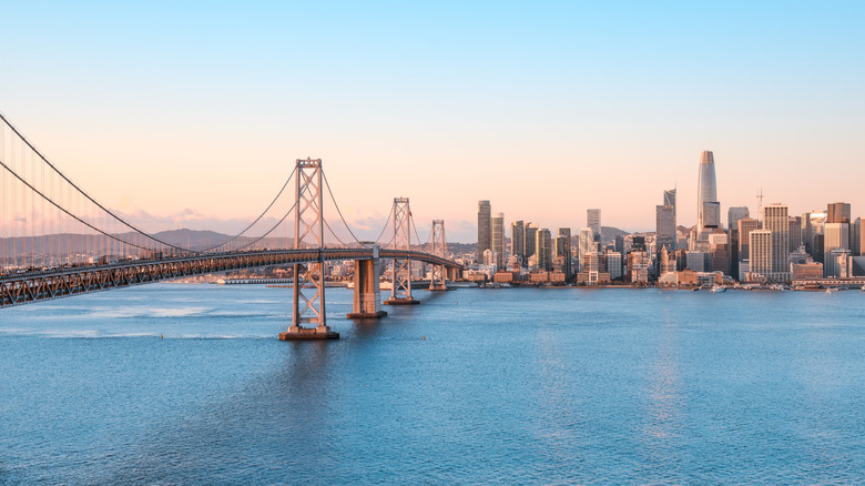 Image of the bay bridge from east bay to San Francisco