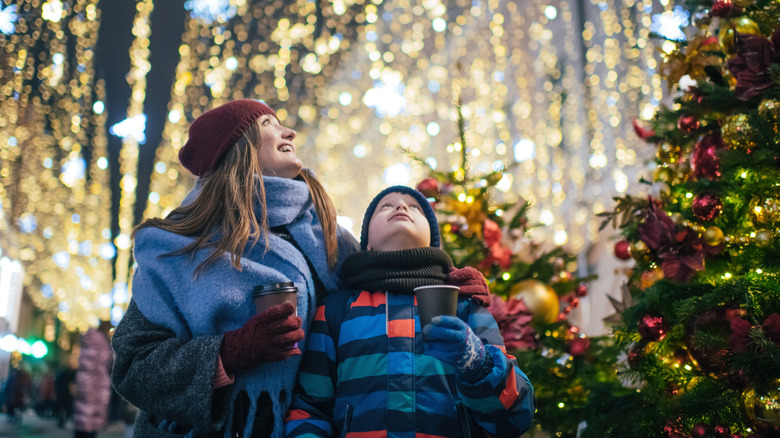 Christmas theme park at night