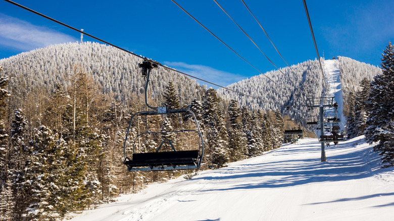Ski slopes and lifts at Red River ski resort New Mexico