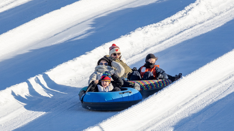 Family winter tubing