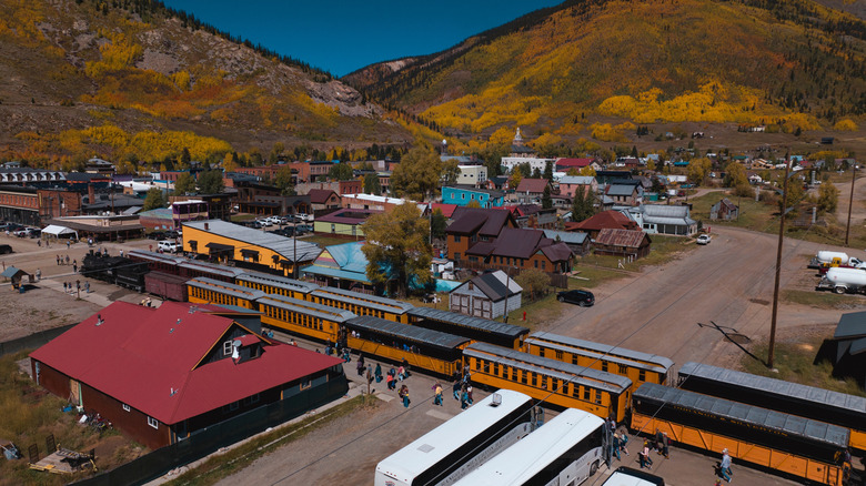 A train passing through Durango in southwest Colorado
