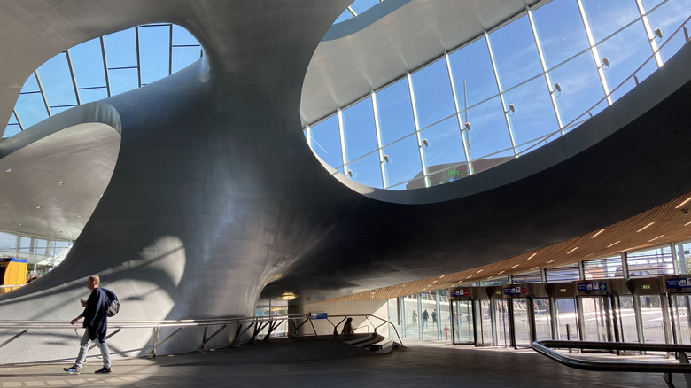 the spaceship-like interior of Arnhem Central Station in Holland