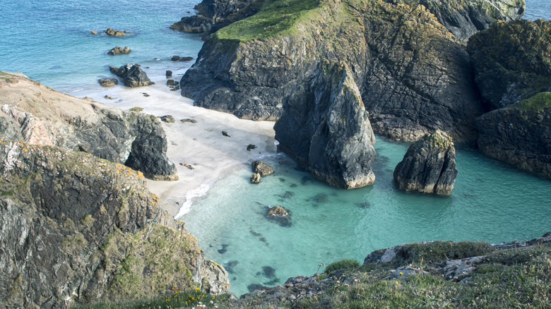 Rocks and hidden lagoon of Kynance Cove