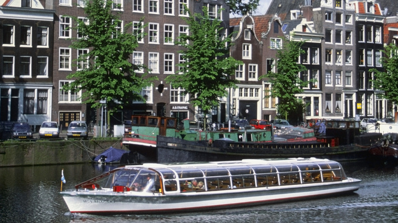 canal boat in amsterdam