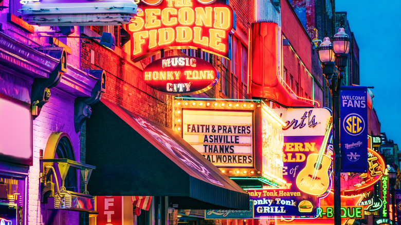 Neon signs in Nashville's Lower Broadway