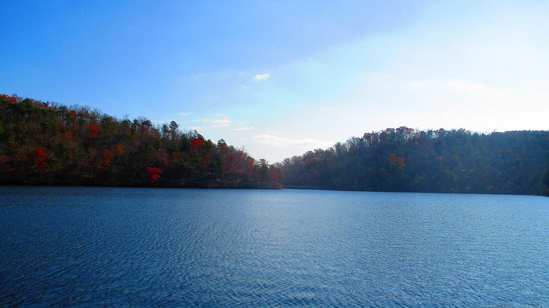 the rippling lake at Holliday Lake State Park