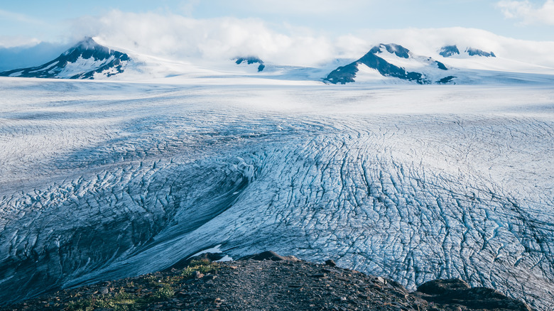 Massive ice field and mountains