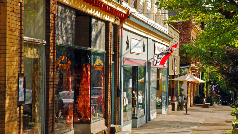 shops in the center of Cold Spring in the Hudson Valley of New York