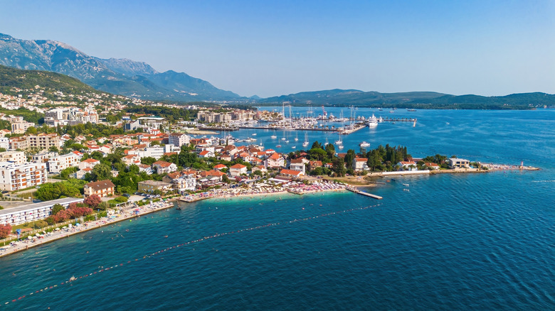 An aerial view of Porto Montenegro in Tivat, Montenegro.