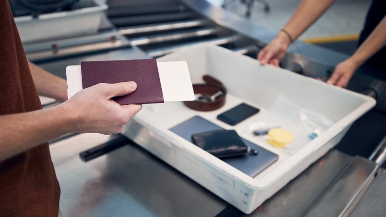 person going through airport security