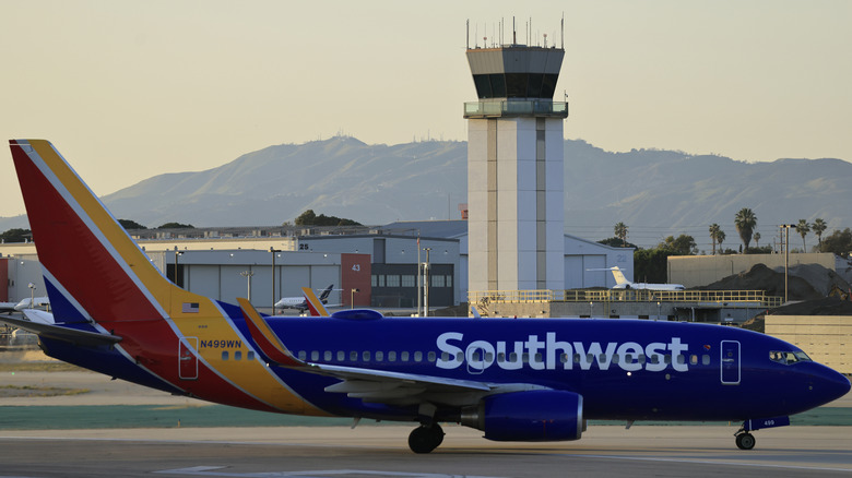 a Southwest plane at Hollywood Burbank Airport