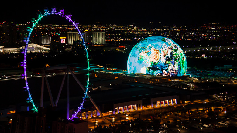 Aerial view of the Sphere in Las Vegas